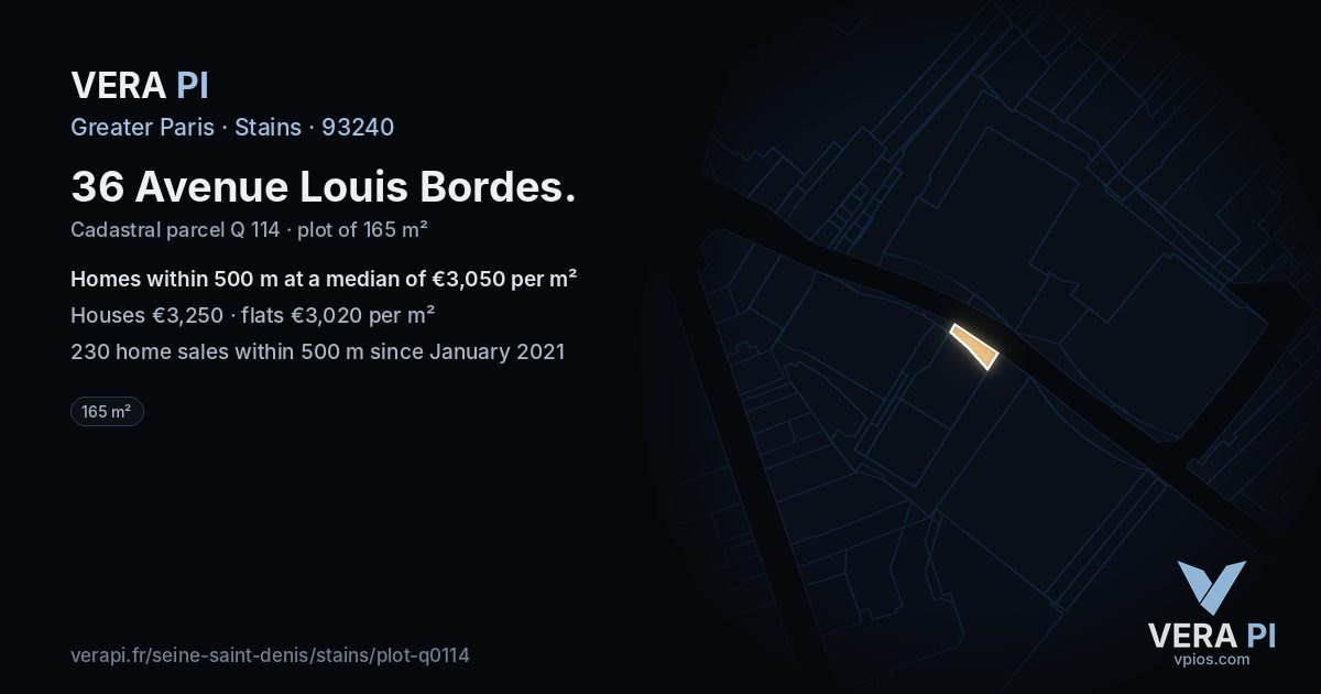 36 Avenue Louis Bordes, Stains at night – the plot lit, the parcels around coloured by the prices near them