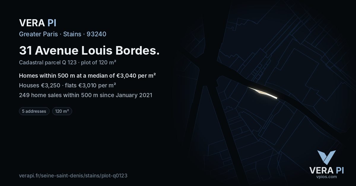 31 Avenue Louis Bordes, Stains at night – the plot lit, the parcels around coloured by the prices near them