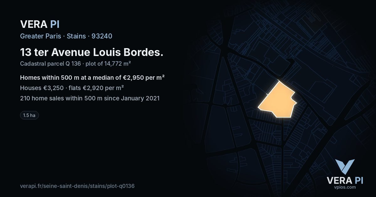 13 ter Avenue Louis Bordes, Stains at night – the plot lit, the parcels around coloured by the prices near them