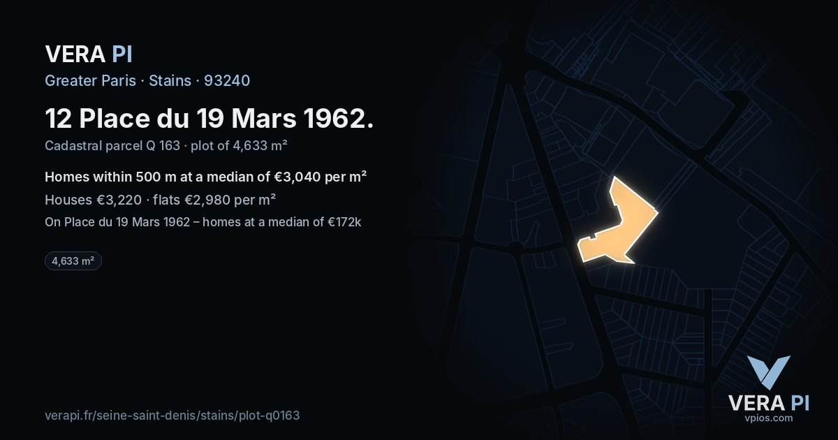 12 Place du 19 Mars 1962, Stains at night – the plot lit, the parcels around coloured by the prices near them