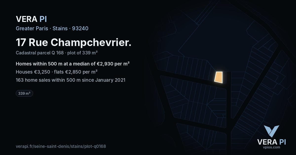 17 Rue Champchevrier, Stains at night – the plot lit, the parcels around coloured by the prices near them