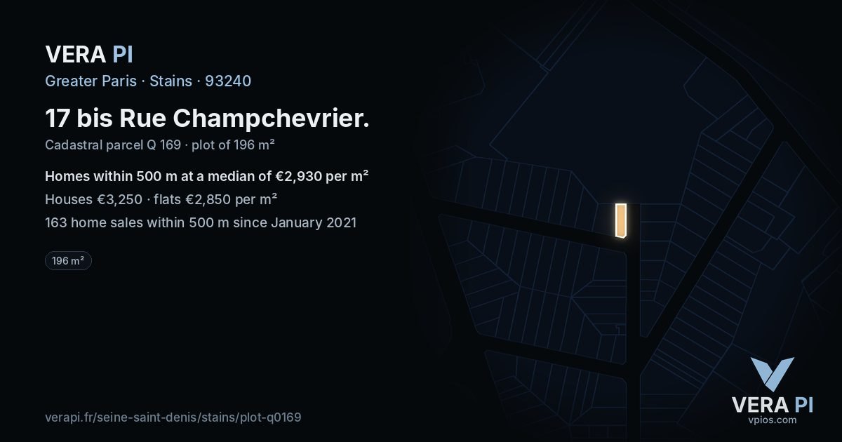 17 bis Rue Champchevrier, Stains at night – the plot lit, the parcels around coloured by the prices near them