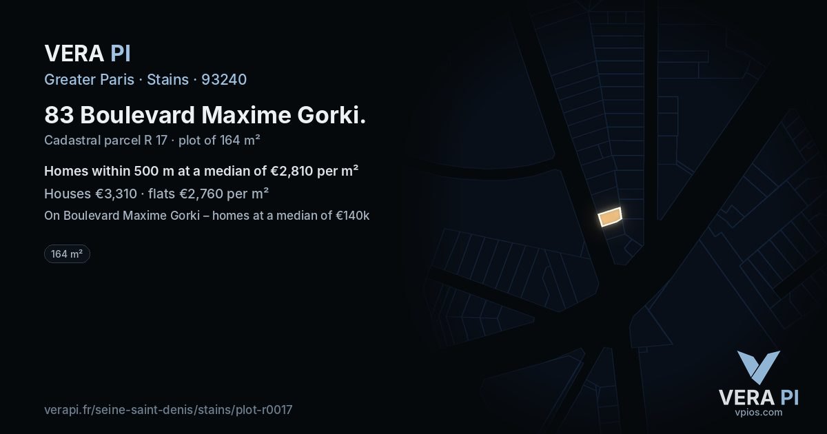 83 Boulevard Maxime Gorki, Stains at night – the plot lit, the parcels around coloured by the prices near them