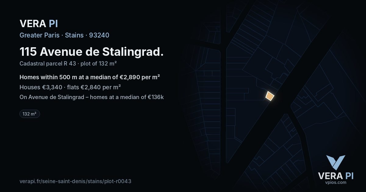 115 Avenue de Stalingrad, Stains at night – the plot lit, the parcels around coloured by the prices near them