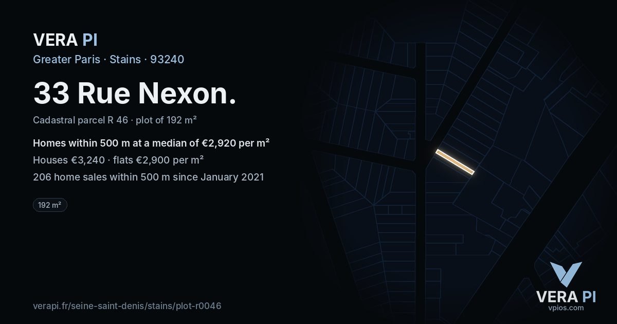 33 Rue Nexon, Stains at night – the plot lit, the parcels around coloured by the prices near them