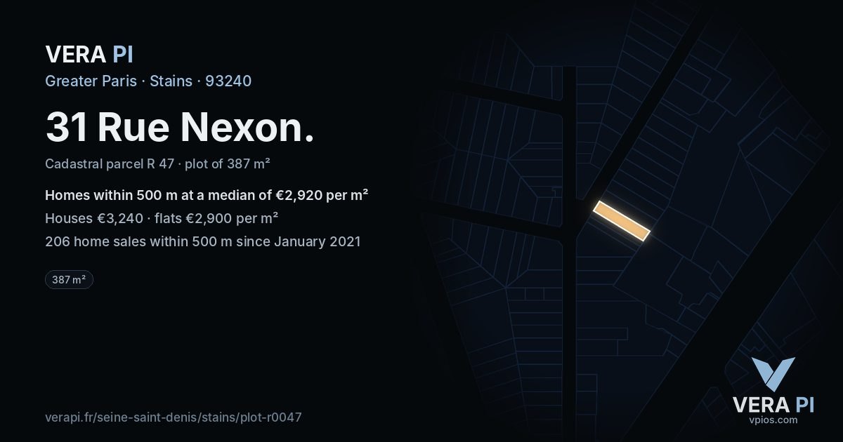 31 Rue Nexon, Stains at night – the plot lit, the parcels around coloured by the prices near them