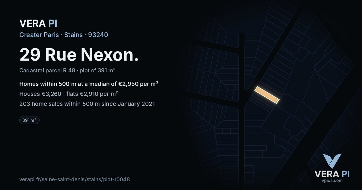 29 Rue Nexon, Stains at night – the plot lit, the parcels around coloured by the prices near them