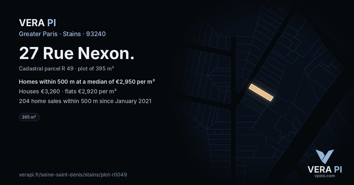 27 Rue Nexon, Stains at night – the plot lit, the parcels around coloured by the prices near them