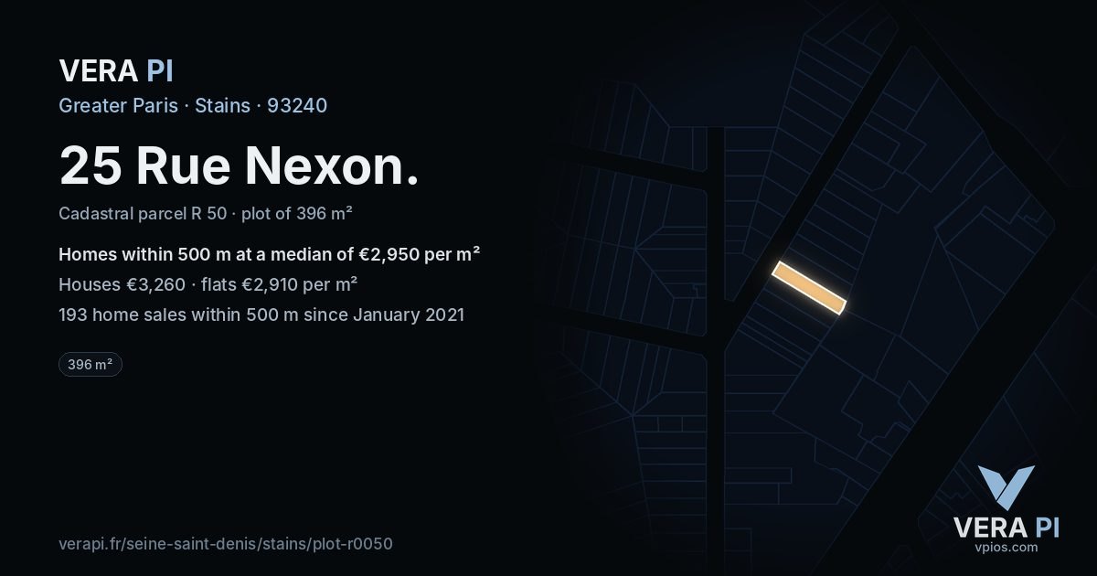 25 Rue Nexon, Stains at night – the plot lit, the parcels around coloured by the prices near them