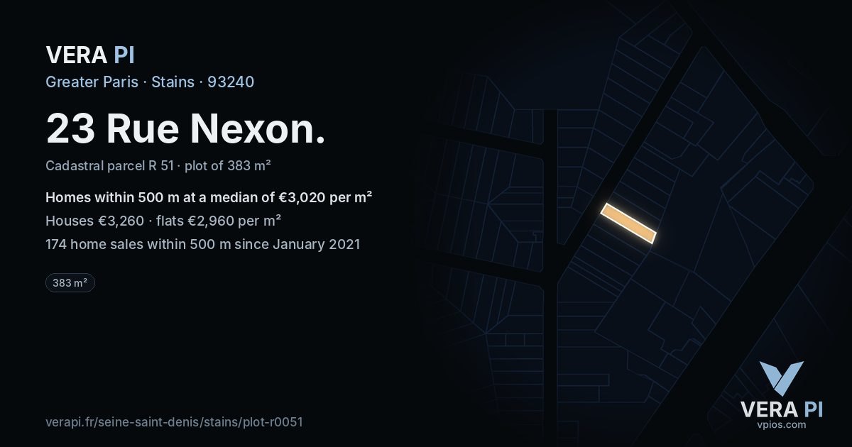 23 Rue Nexon, Stains at night – the plot lit, the parcels around coloured by the prices near them