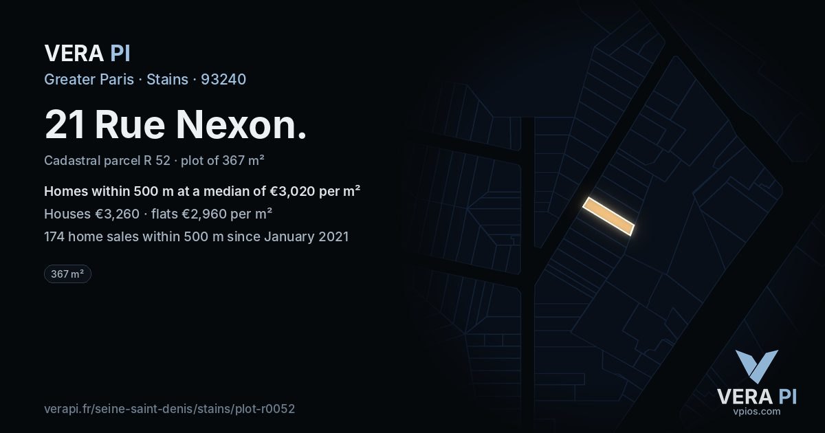 21 Rue Nexon, Stains at night – the plot lit, the parcels around coloured by the prices near them