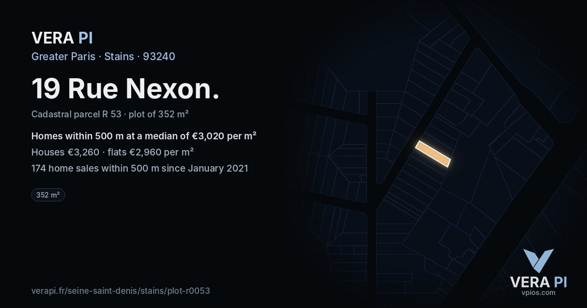 19 Rue Nexon, Stains at night – the plot lit, the parcels around coloured by the prices near them