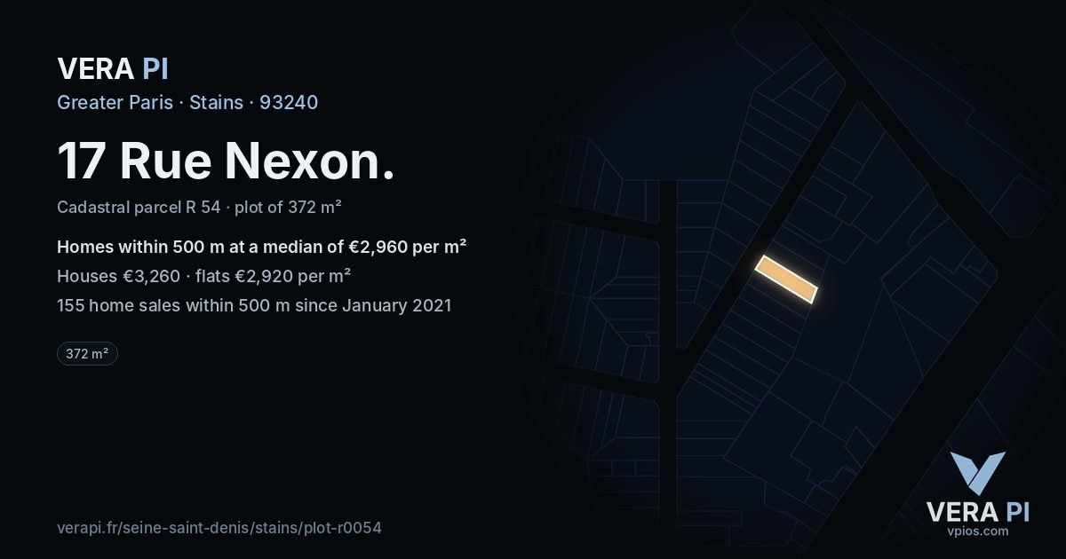 17 Rue Nexon, Stains at night – the plot lit, the parcels around coloured by the prices near them