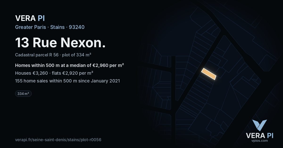 13 Rue Nexon, Stains at night – the plot lit, the parcels around coloured by the prices near them