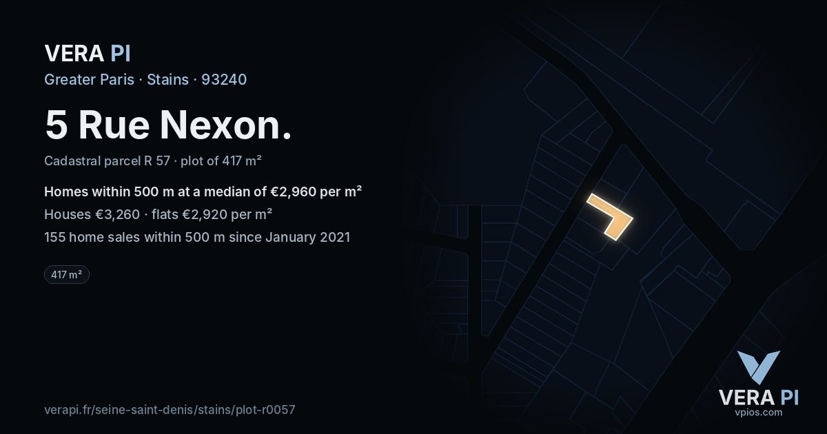 5 Rue Nexon, Stains at night – the plot lit, the parcels around coloured by the prices near them