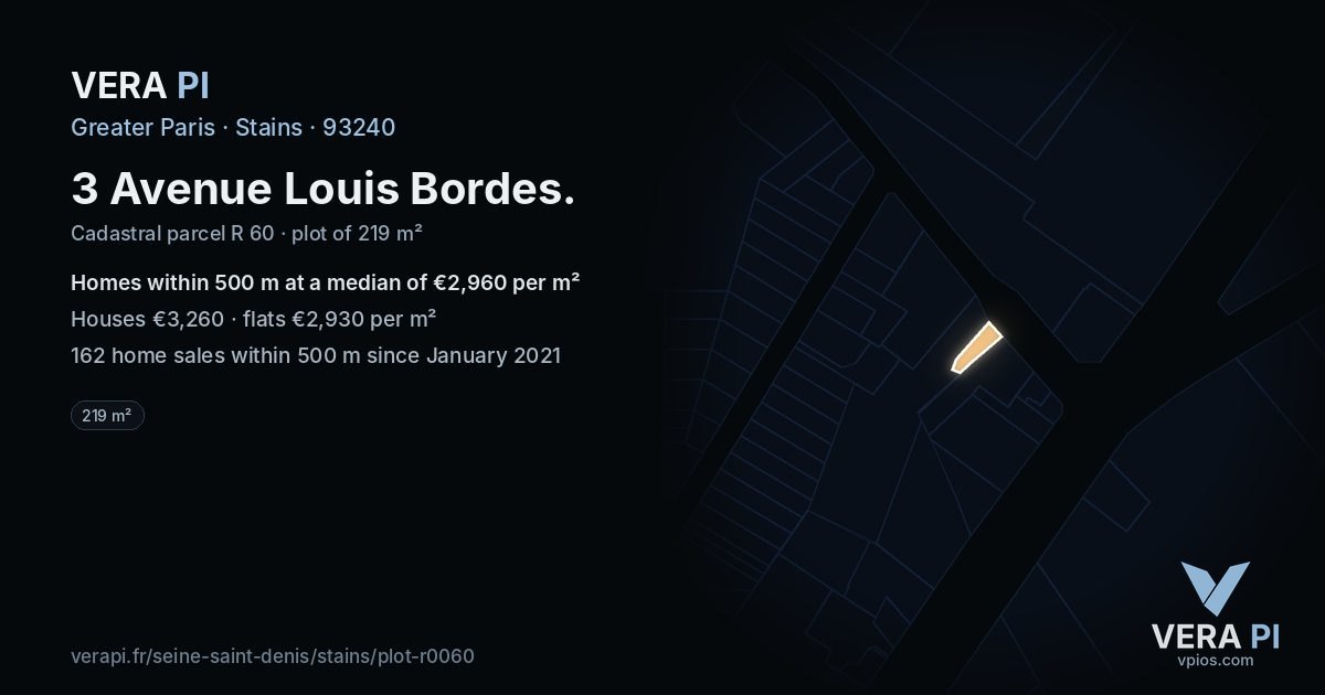 3 Avenue Louis Bordes, Stains at night – the plot lit, the parcels around coloured by the prices near them