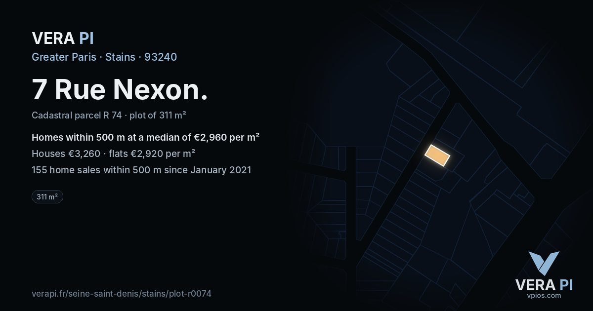 7 Rue Nexon, Stains at night – the plot lit, the parcels around coloured by the prices near them