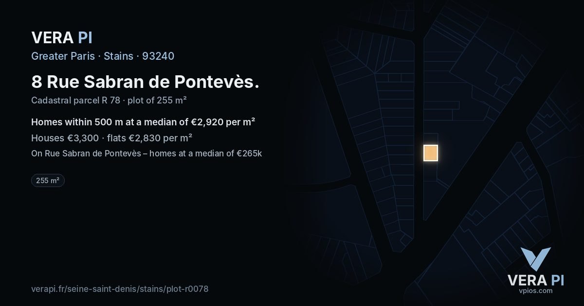 8 Rue Sabran de Pontevès, Stains at night – the plot lit, the parcels around coloured by the prices near them