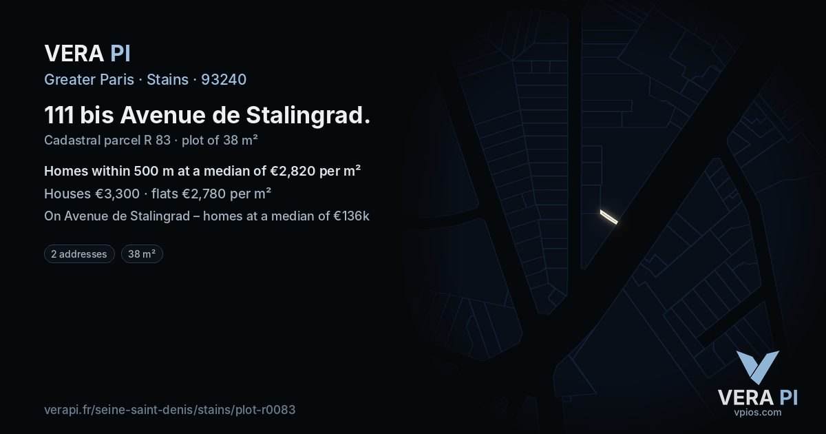 111 bis Avenue de Stalingrad, Stains at night – the plot lit, the parcels around coloured by the prices near them