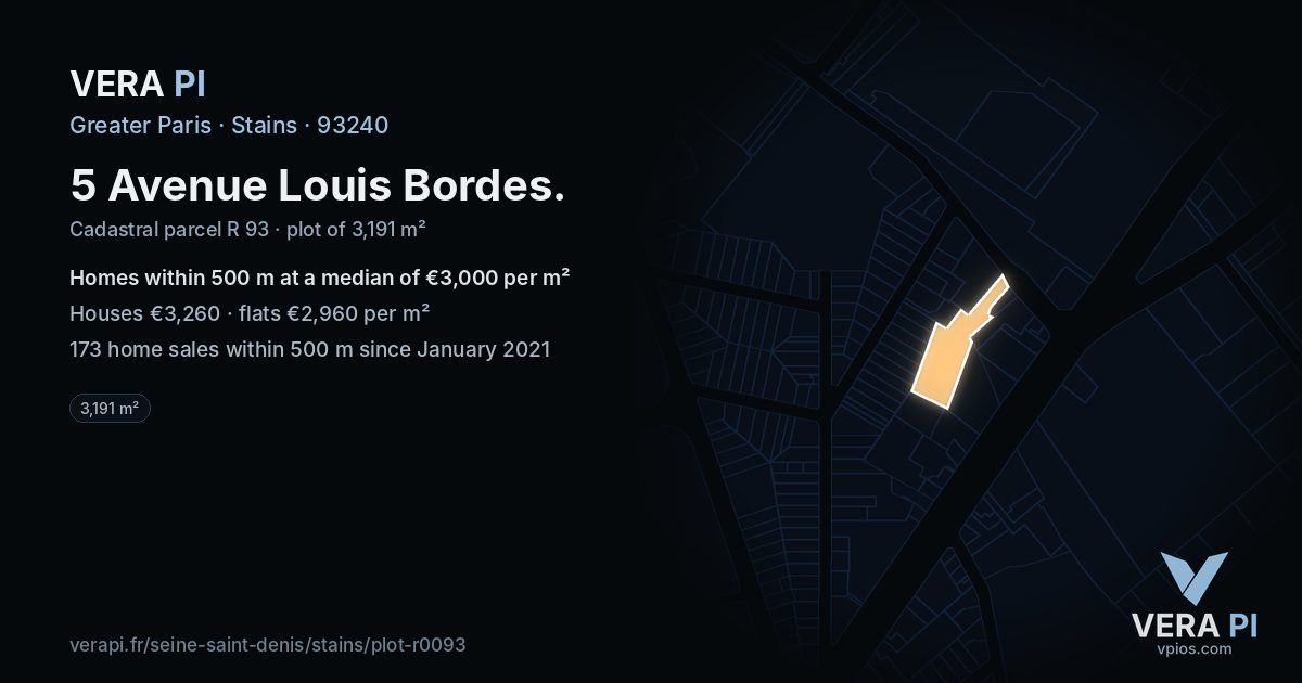 5 Avenue Louis Bordes, Stains at night – the plot lit, the parcels around coloured by the prices near them