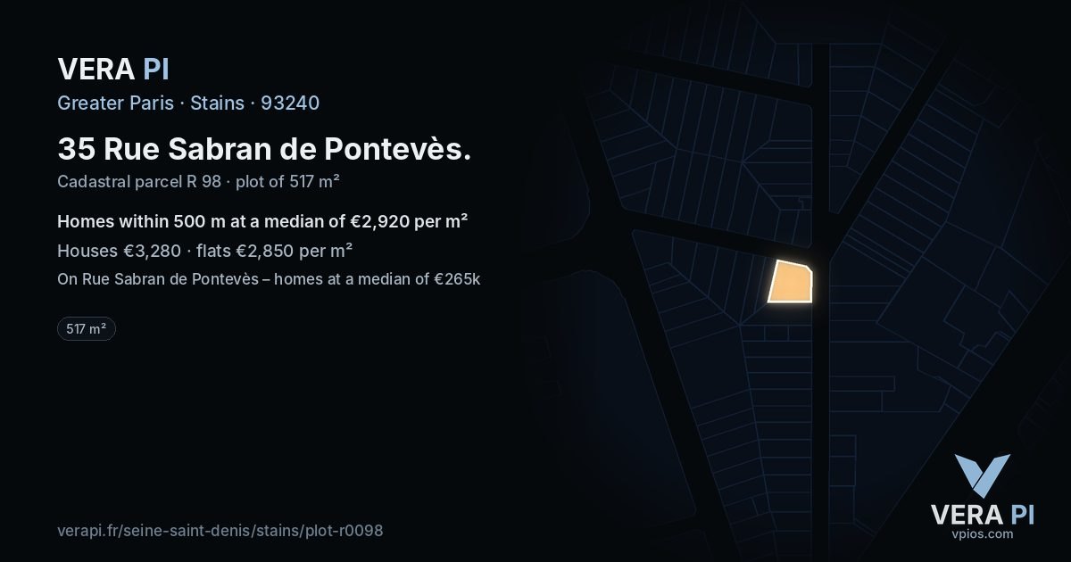 35 Rue Sabran de Pontevès, Stains at night – the plot lit, the parcels around coloured by the prices near them
