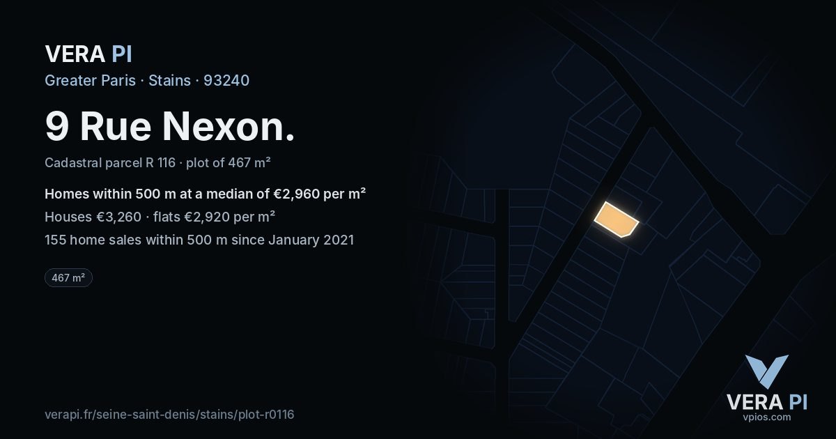 9 Rue Nexon, Stains at night – the plot lit, the parcels around coloured by the prices near them