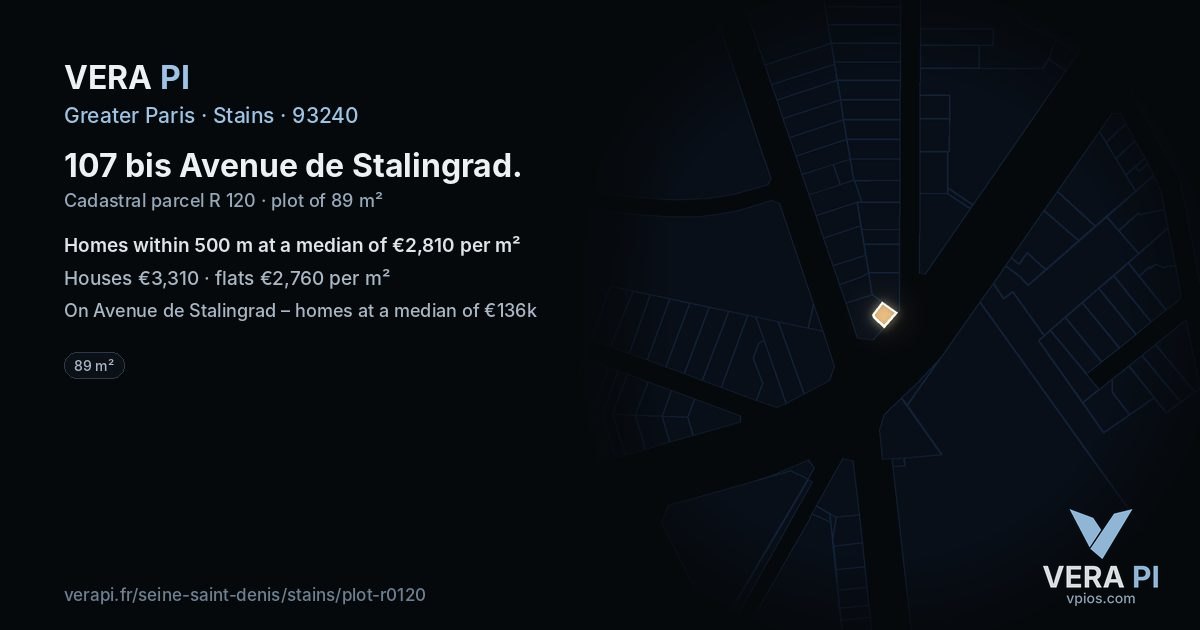 107 bis Avenue de Stalingrad, Stains at night – the plot lit, the parcels around coloured by the prices near them