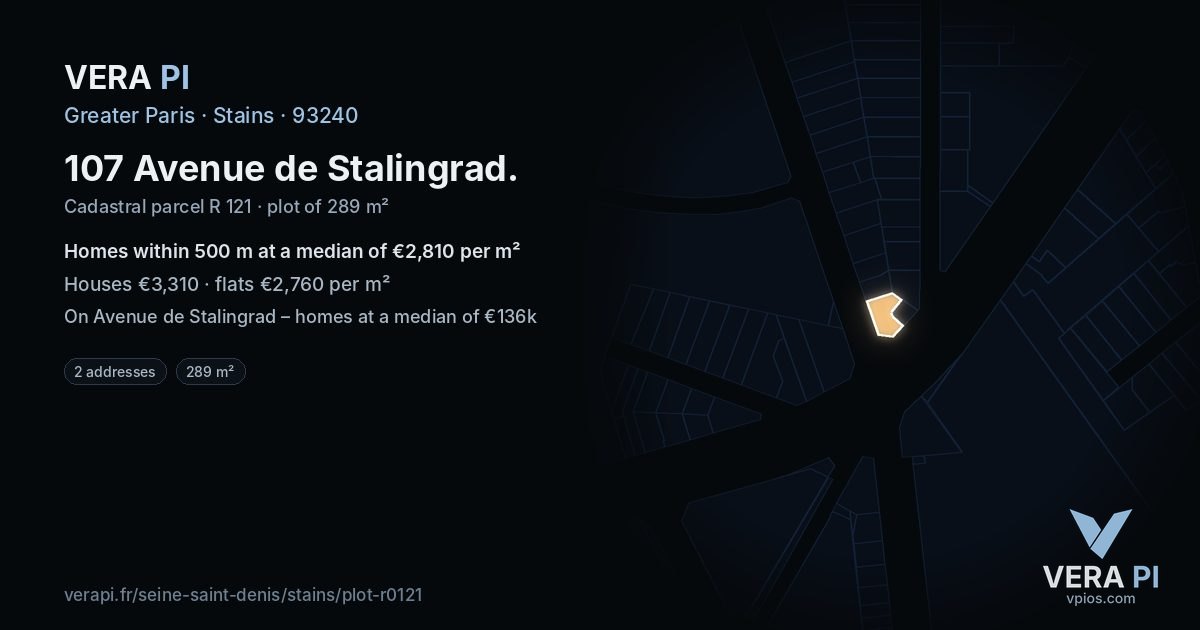 107 Avenue de Stalingrad, Stains at night – the plot lit, the parcels around coloured by the prices near them