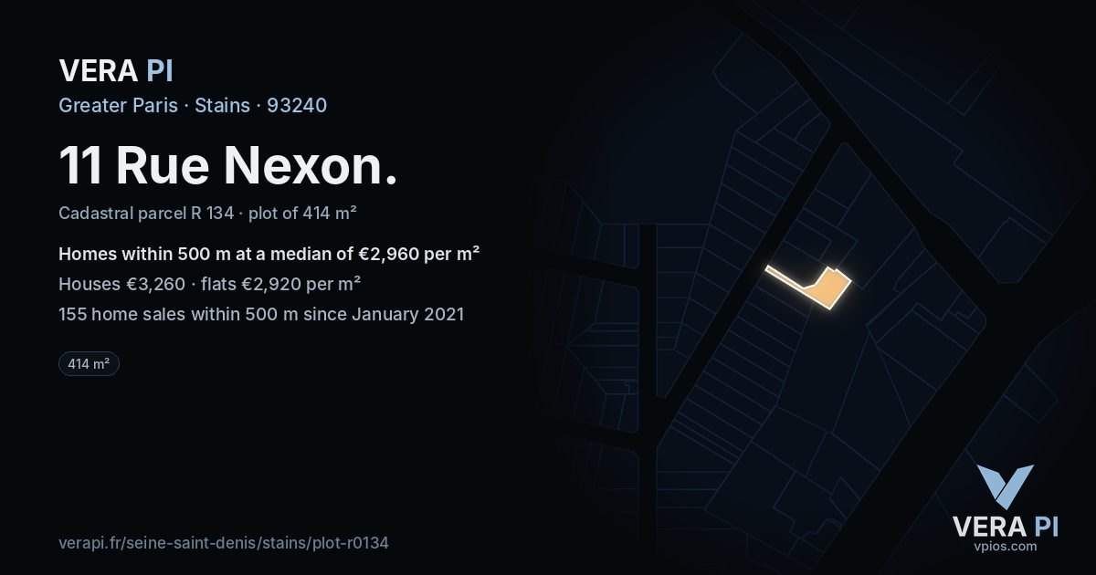 11 Rue Nexon, Stains at night – the plot lit, the parcels around coloured by the prices near them