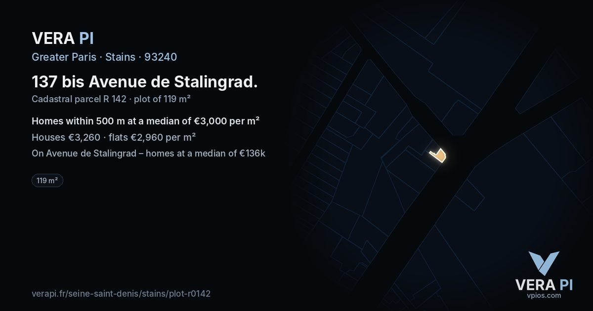 137 bis Avenue de Stalingrad, Stains at night – the plot lit, the parcels around coloured by the prices near them