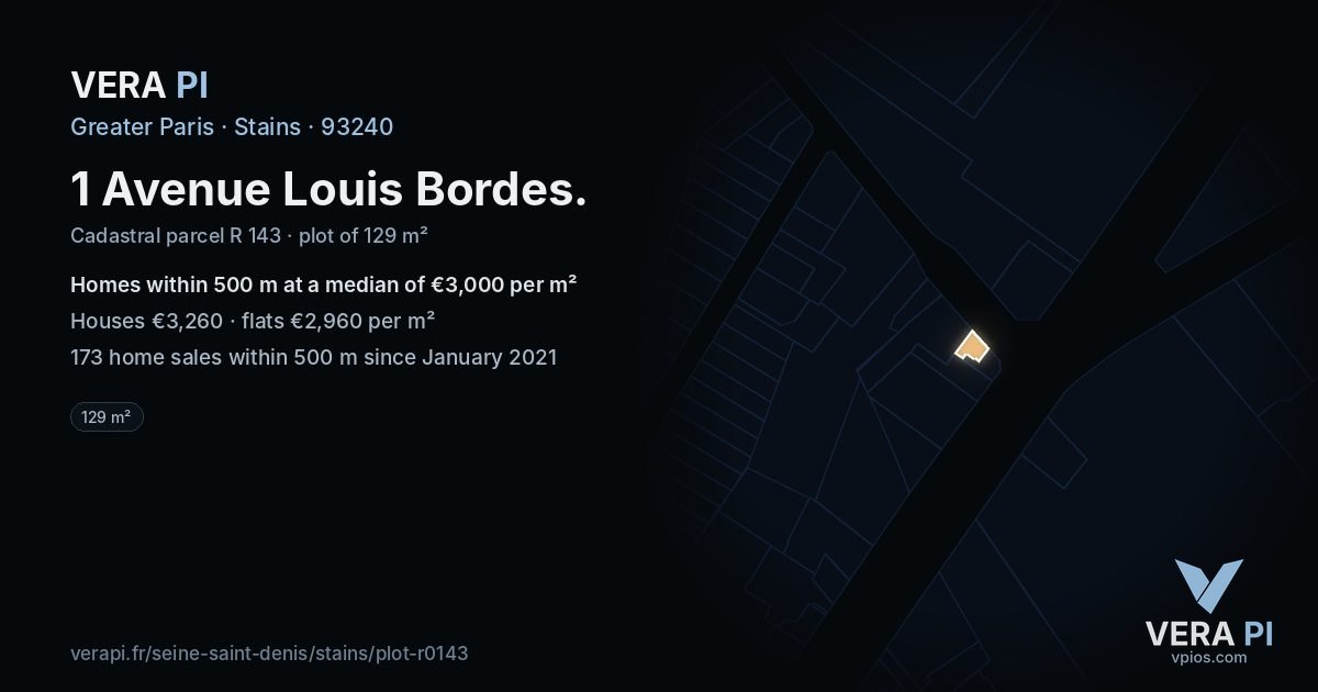 1 Avenue Louis Bordes, Stains at night – the plot lit, the parcels around coloured by the prices near them