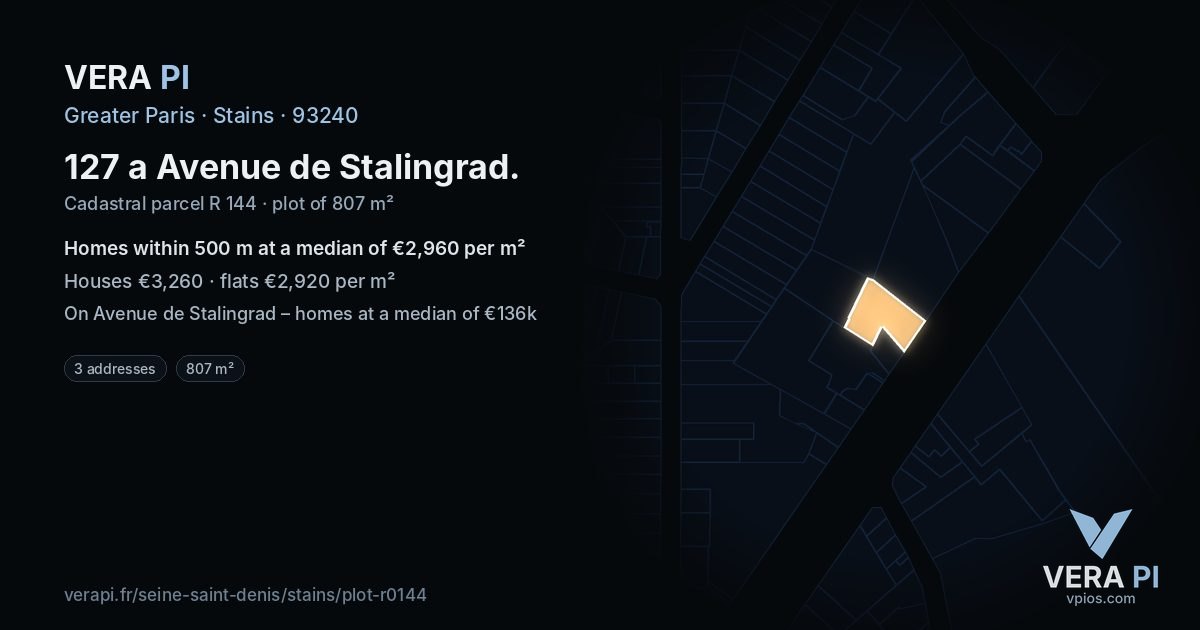 127 a Avenue de Stalingrad, Stains at night – the plot lit, the parcels around coloured by the prices near them