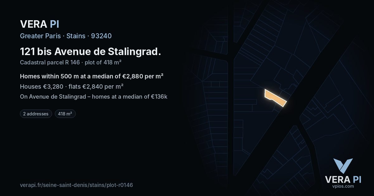 121 bis Avenue de Stalingrad, Stains at night – the plot lit, the parcels around coloured by the prices near them