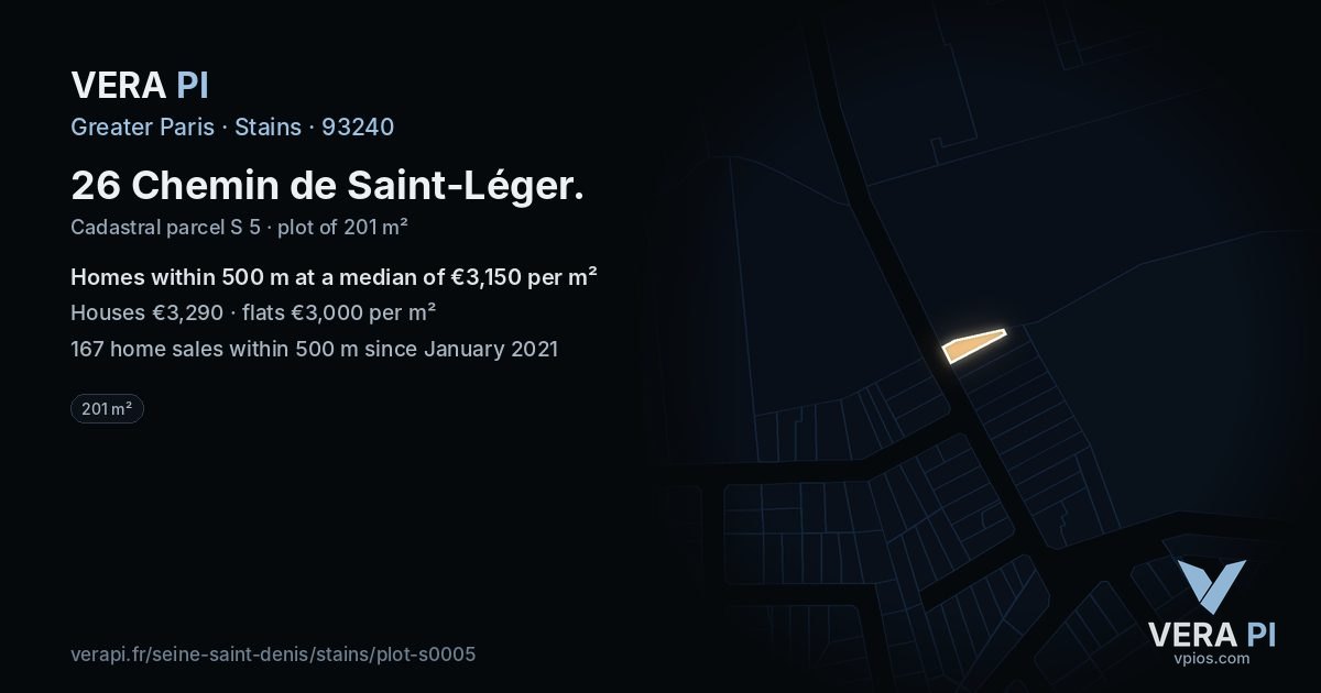 26 Chemin de Saint-Léger, Stains at night – the plot lit, the parcels around coloured by the prices near them