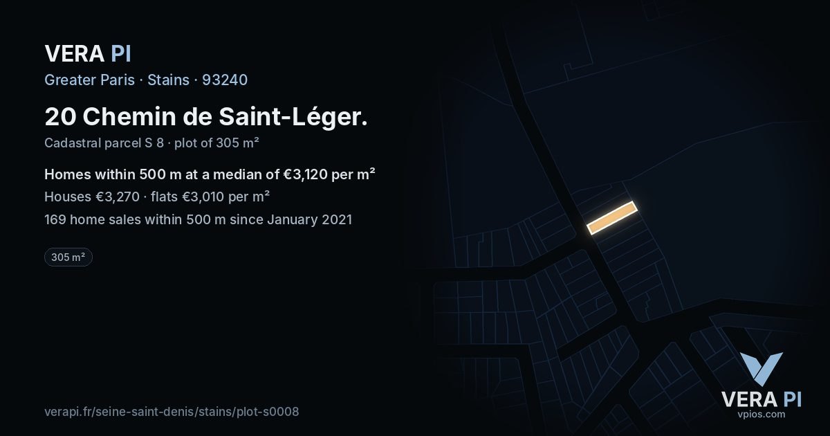 20 Chemin de Saint-Léger, Stains at night – the plot lit, the parcels around coloured by the prices near them