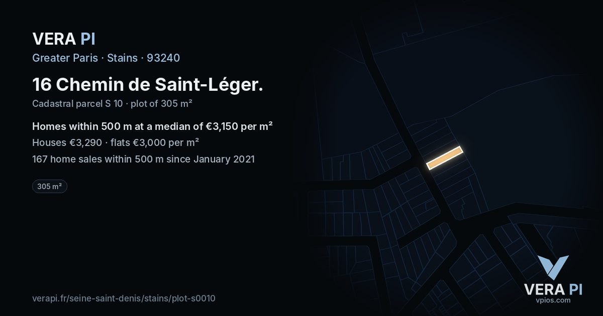 16 Chemin de Saint-Léger, Stains at night – the plot lit, the parcels around coloured by the prices near them