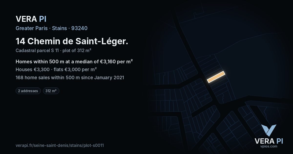 14 Chemin de Saint-Léger, Stains at night – the plot lit, the parcels around coloured by the prices near them