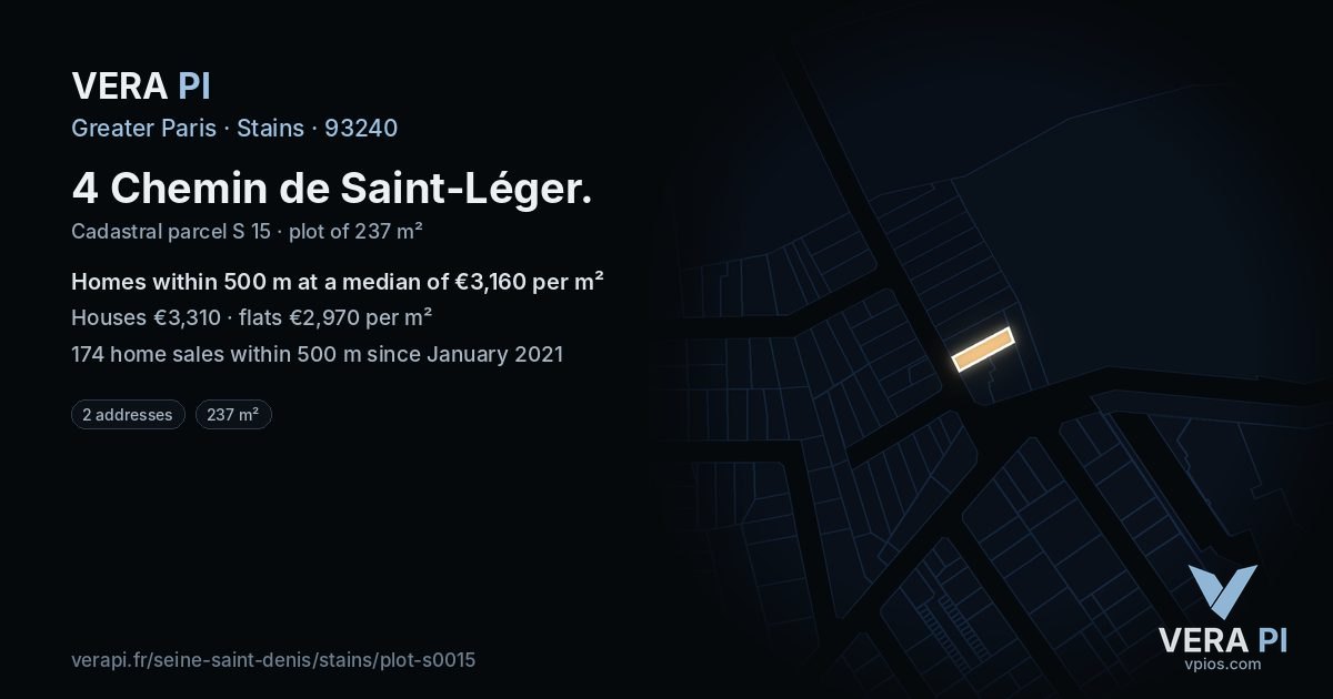 4 Chemin de Saint-Léger, Stains at night – the plot lit, the parcels around coloured by the prices near them