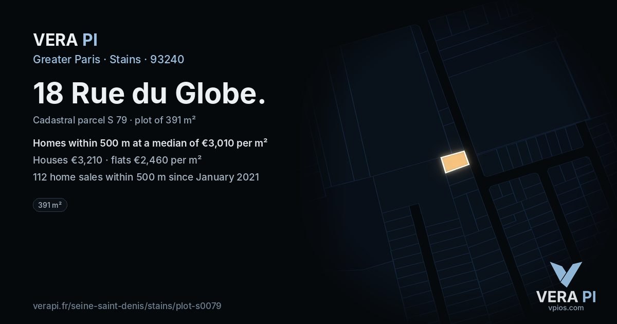 18 Rue du Globe, Stains at night – the plot lit, the parcels around coloured by the prices near them