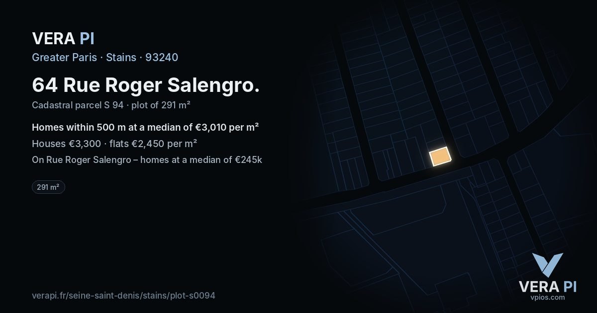 64 Rue Roger Salengro, Stains at night – the plot lit, the parcels around coloured by the prices near them