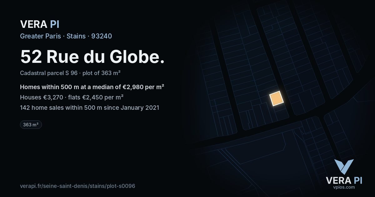52 Rue du Globe, Stains at night – the plot lit, the parcels around coloured by the prices near them