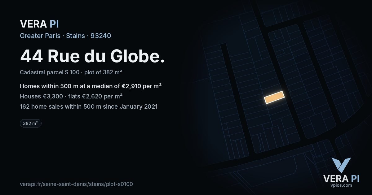 44 Rue du Globe, Stains at night – the plot lit, the parcels around coloured by the prices near them
