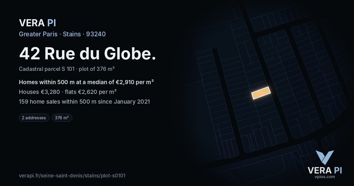 42 Rue du Globe, Stains at night – the plot lit, the parcels around coloured by the prices near them