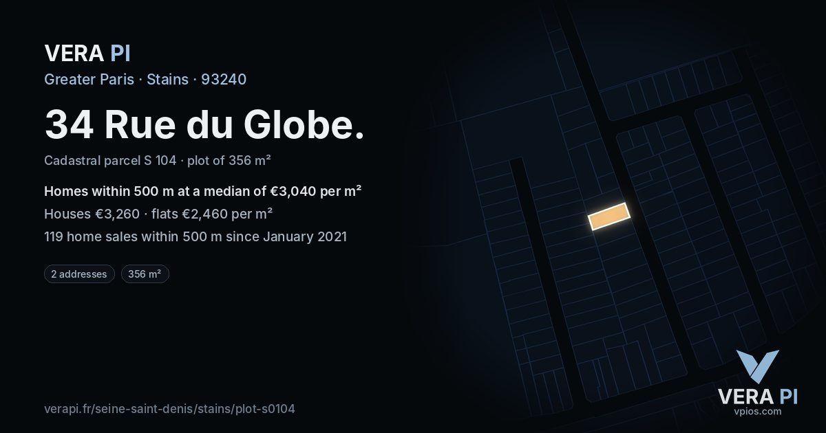 34 Rue du Globe, Stains at night – the plot lit, the parcels around coloured by the prices near them