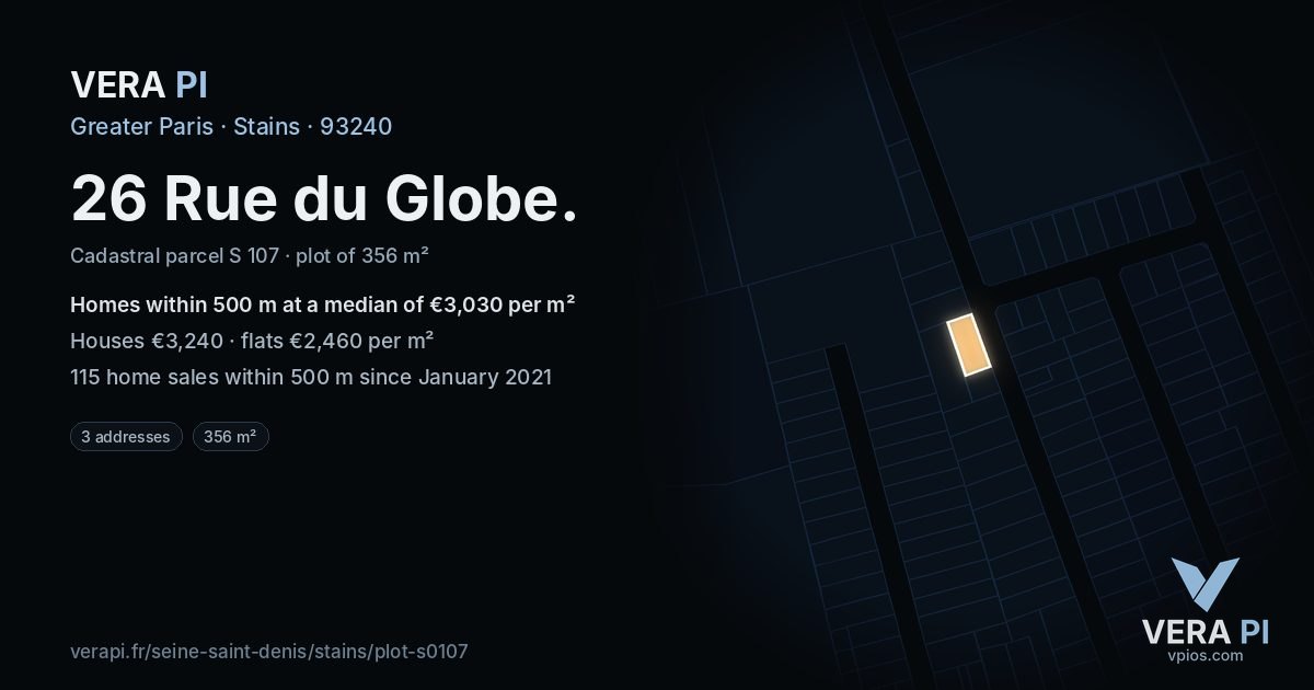 26 Rue du Globe, Stains at night – the plot lit, the parcels around coloured by the prices near them