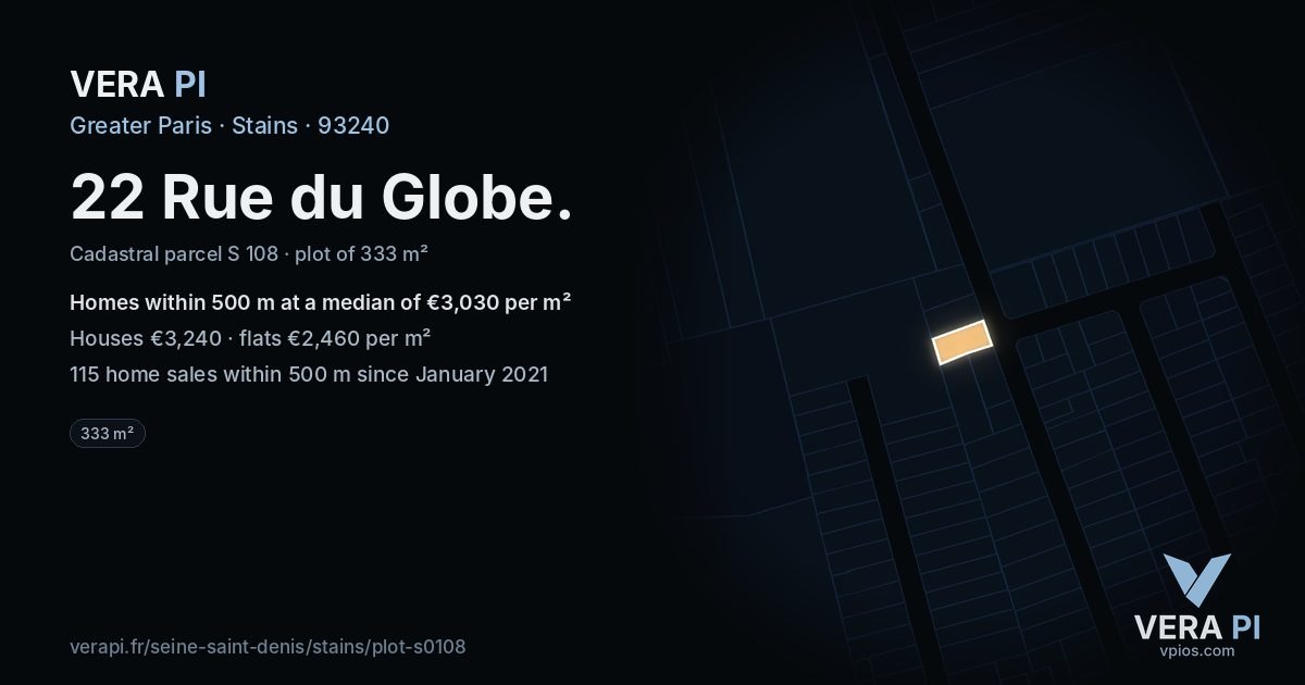 22 Rue du Globe, Stains at night – the plot lit, the parcels around coloured by the prices near them