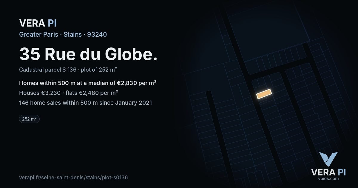35 Rue du Globe, Stains at night – the plot lit, the parcels around coloured by the prices near them