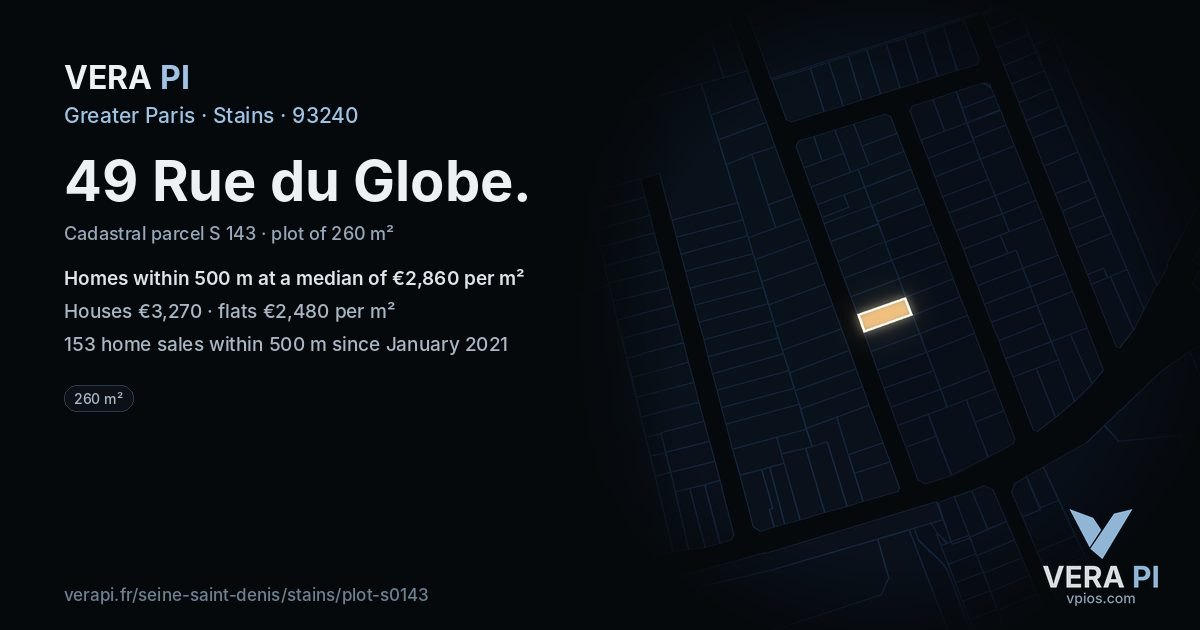 49 Rue du Globe, Stains at night – the plot lit, the parcels around coloured by the prices near them