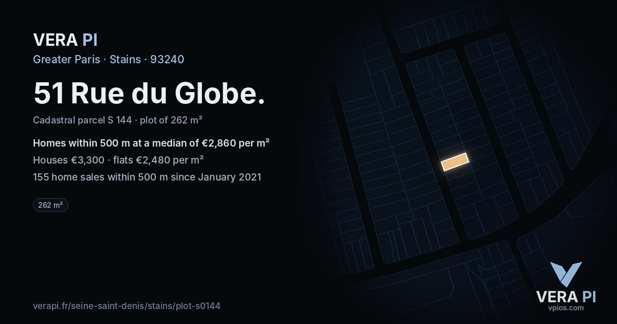 51 Rue du Globe, Stains at night – the plot lit, the parcels around coloured by the prices near them