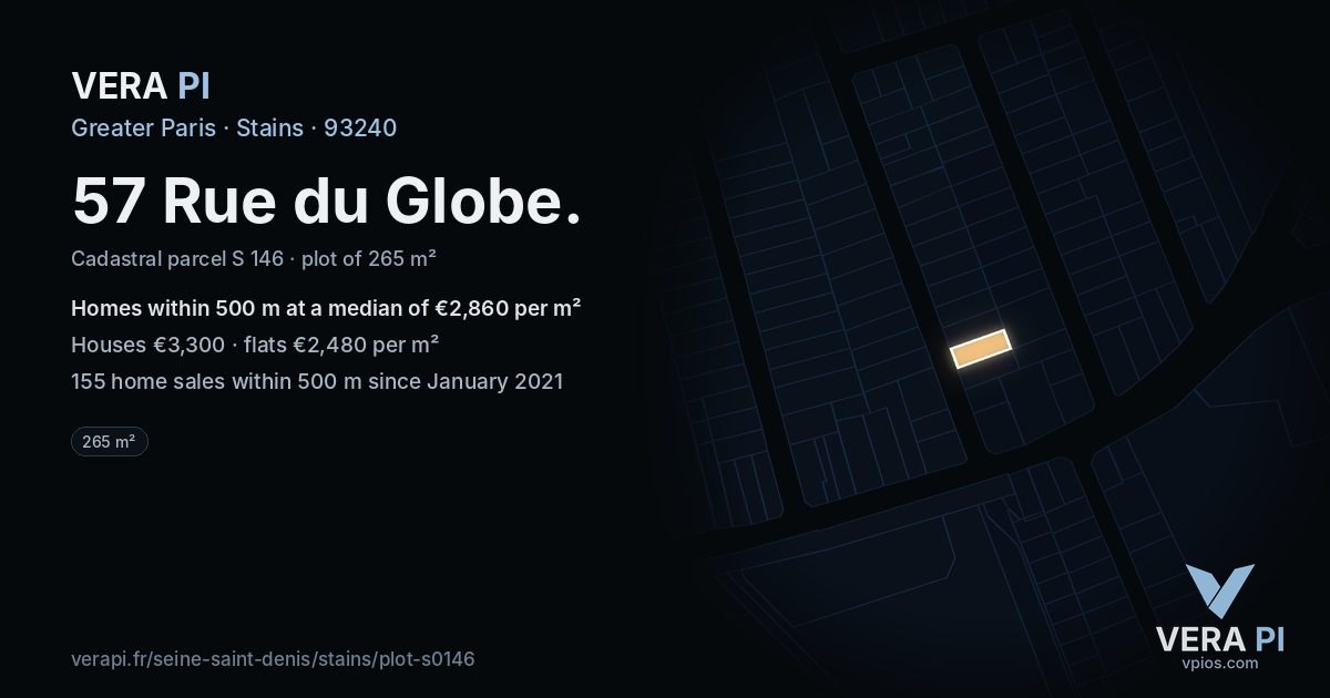 57 Rue du Globe, Stains at night – the plot lit, the parcels around coloured by the prices near them